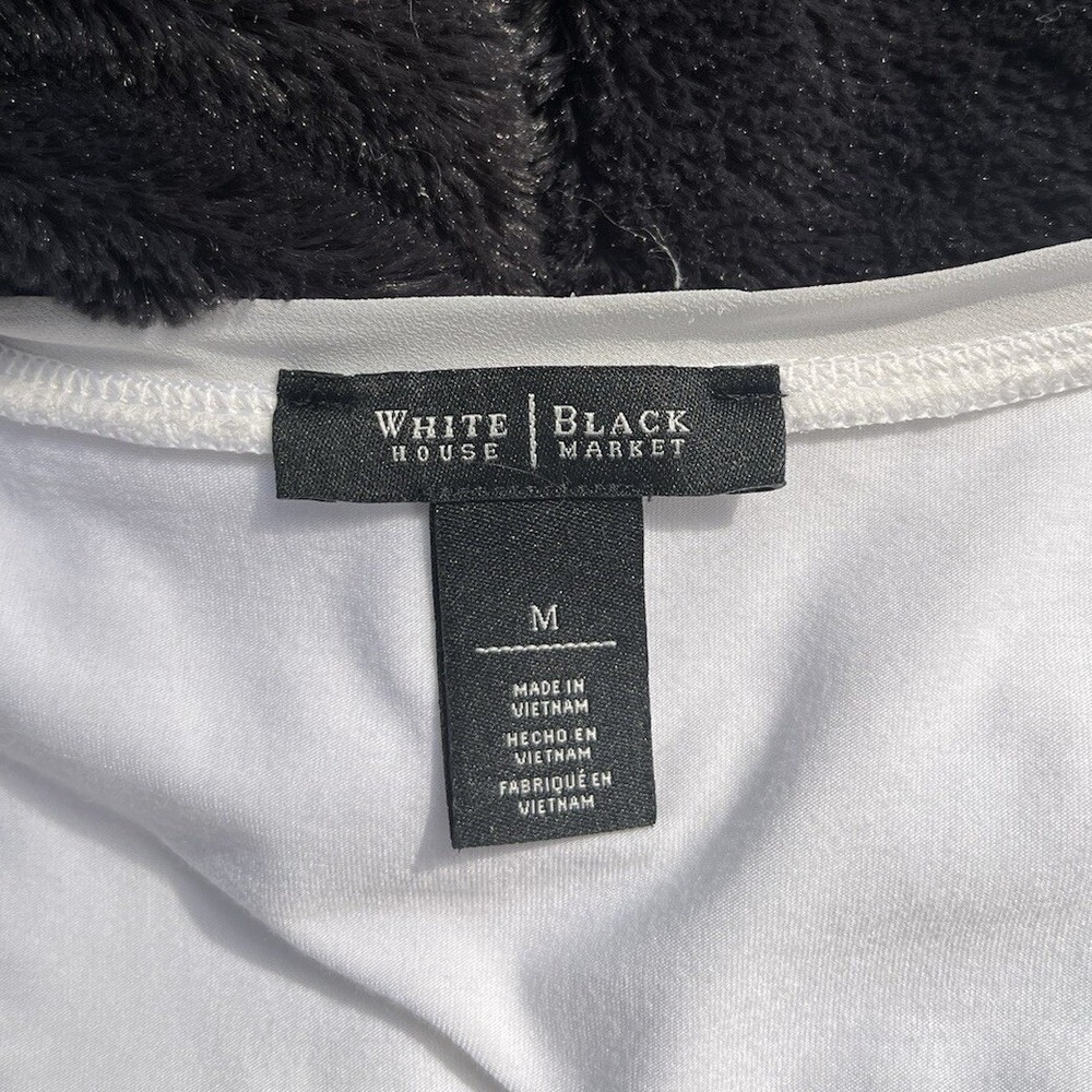 White House Black Market Minimalist Top Long Sleeve Split Back White Size M - Picture 3 of 6